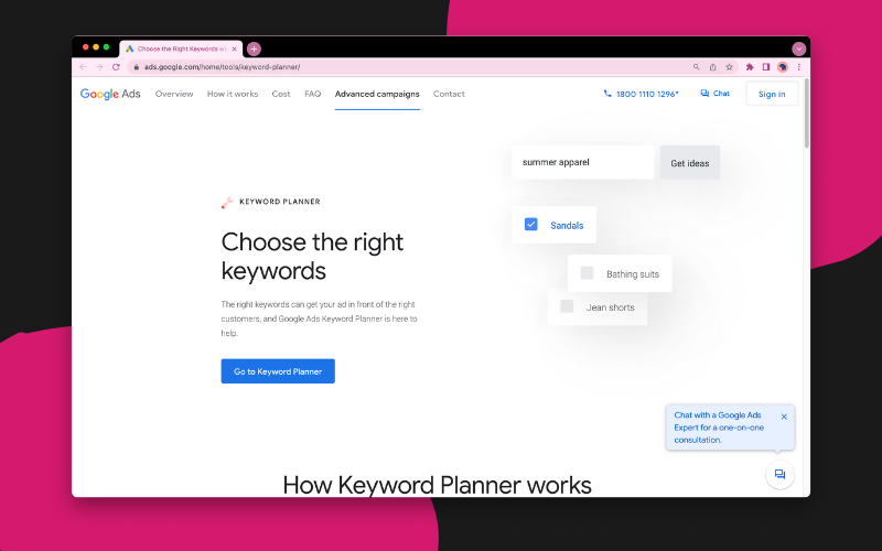 Free SEO Tools - Google Keyword Planner