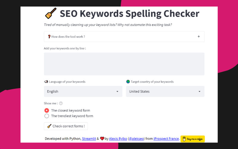 Free SEO Tools - Keyword Spelling Checker